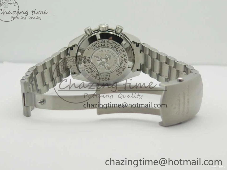 0318 WaterResistant Speedmaster SS Sapphire Crystal Panda White Black Dial on SS Bracelet Manual Winding Chrono Movement 7956